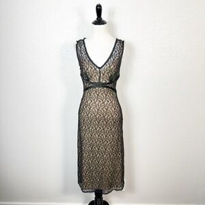 Express Y2K Witchy Vintage Size 7/8 Lace V Neck Sleeveless Sheath‎ Midi Dress